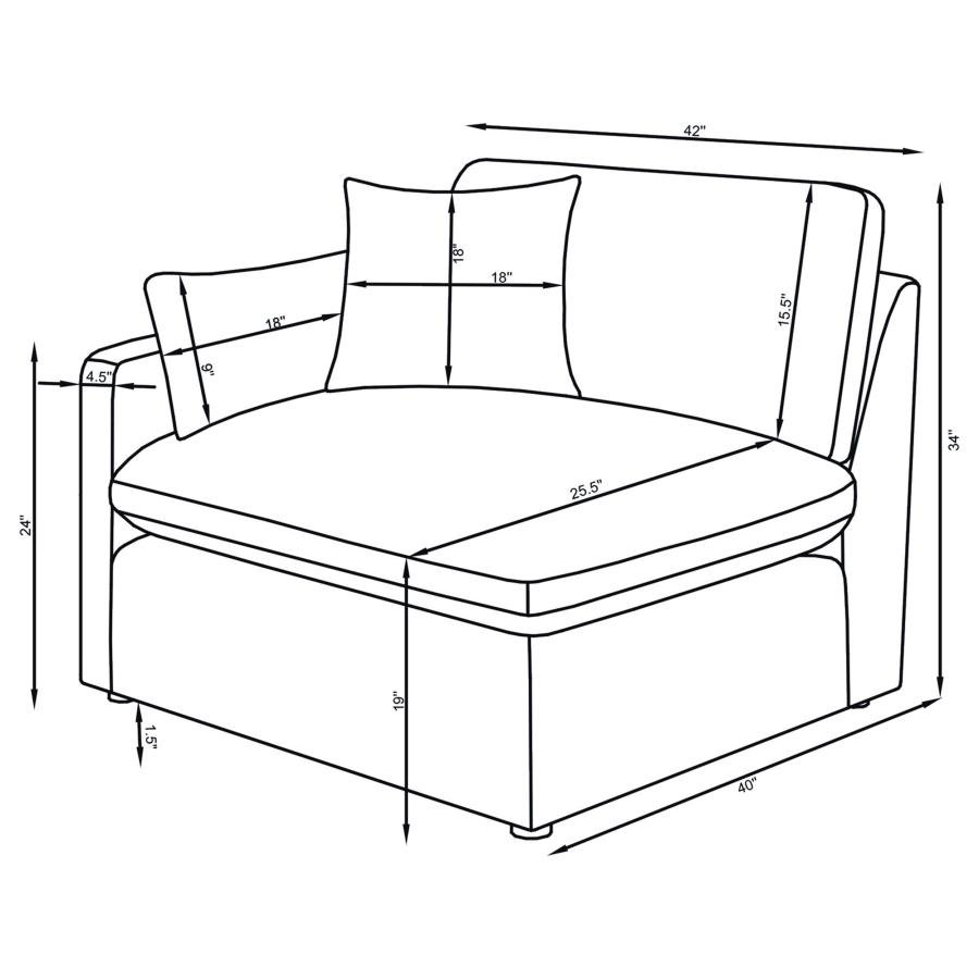 HOBSON 5-PIECE UPHOLSTERED MODULAR SECTIONAL SOFA CHARCOAL - Image 10