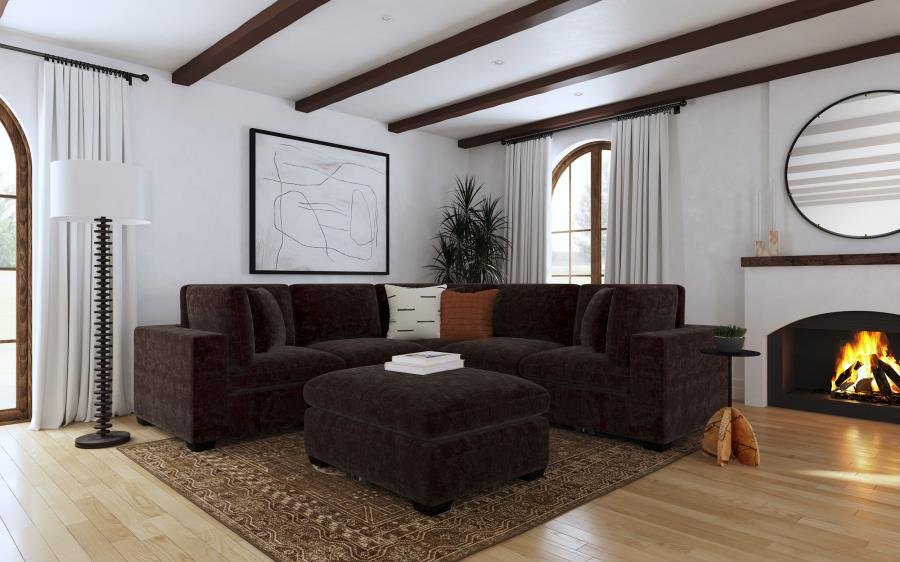 LAKEVIEW 6-PIECE UPHOLSTERED MODULAR SECTIONAL CHOCOLATE