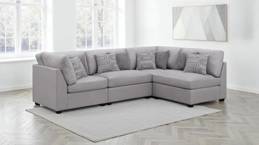 CAMBRIA 4-PIECE UPHOLSTERED MODULAR SECTIONAL SOFA GREY