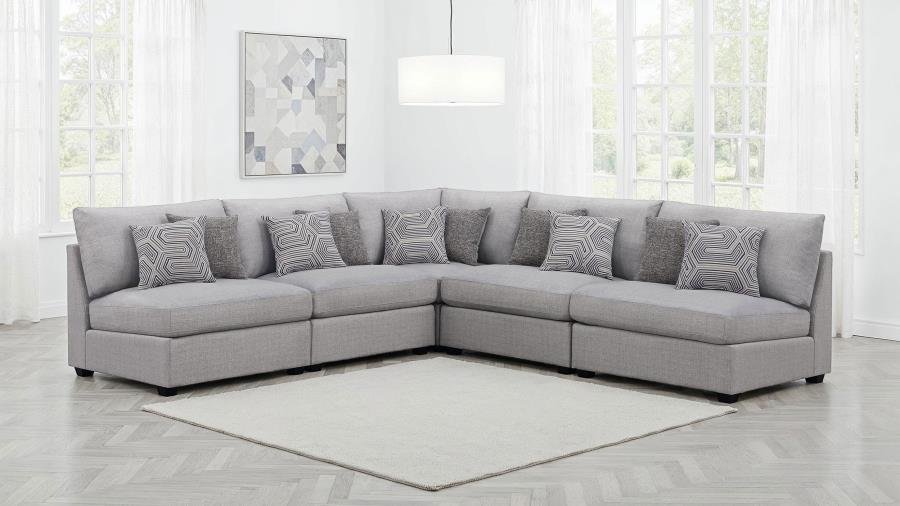 CAMBRIA 5-PIECE UPHOLSTERED MODULAR SECTIONAL SOFA GREY