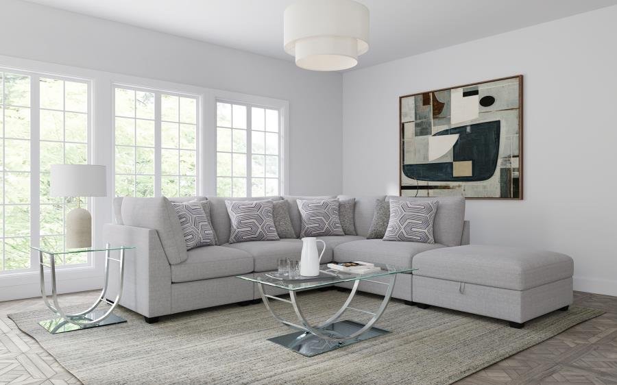 CAMBRIA 5-PIECE UPHOLSTERED MODULAR SECTIONAL SOFA GREY