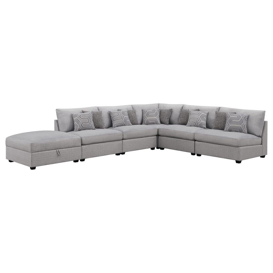 CAMBRIA 6-PIECE UPHOLSTERED MODULAR SECTIONAL SOFA GREY - Image 2