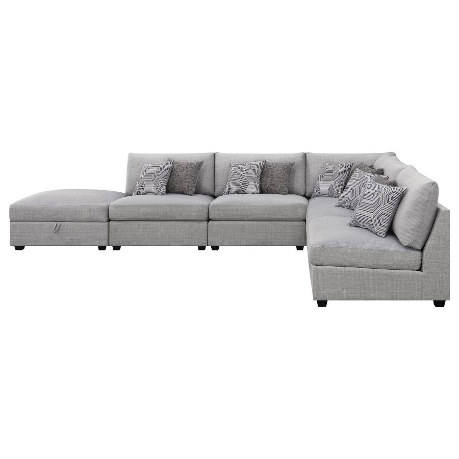 CAMBRIA 6-PIECE UPHOLSTERED MODULAR SECTIONAL SOFA GREY - Image 3