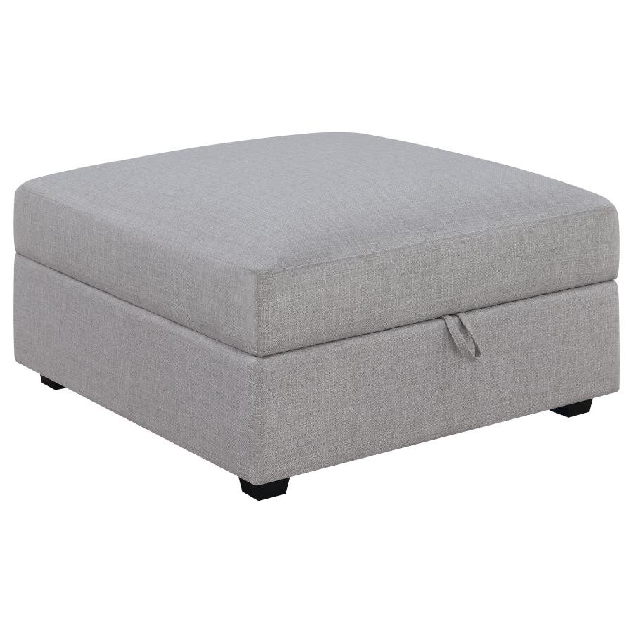 CAMBRIA SQUARE UPHOLSTERED STORAGE OTTOMAN GREY