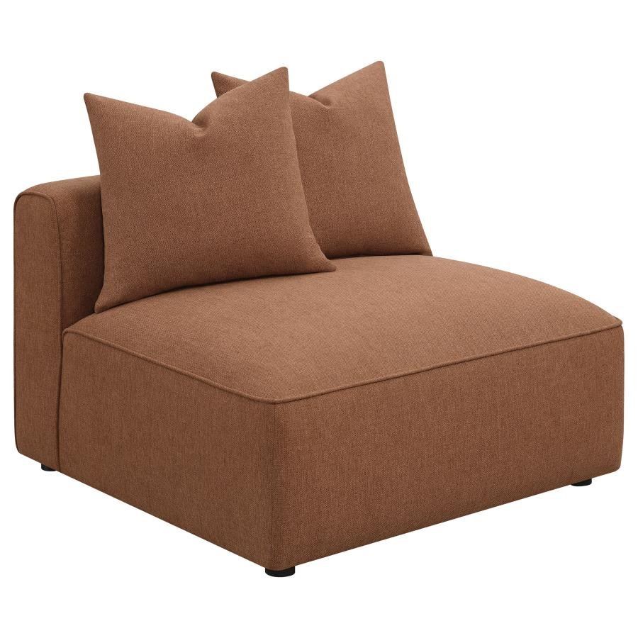 JENNIFER UPHOLSTERED ARMLESS CHAIR TERRACOTTA