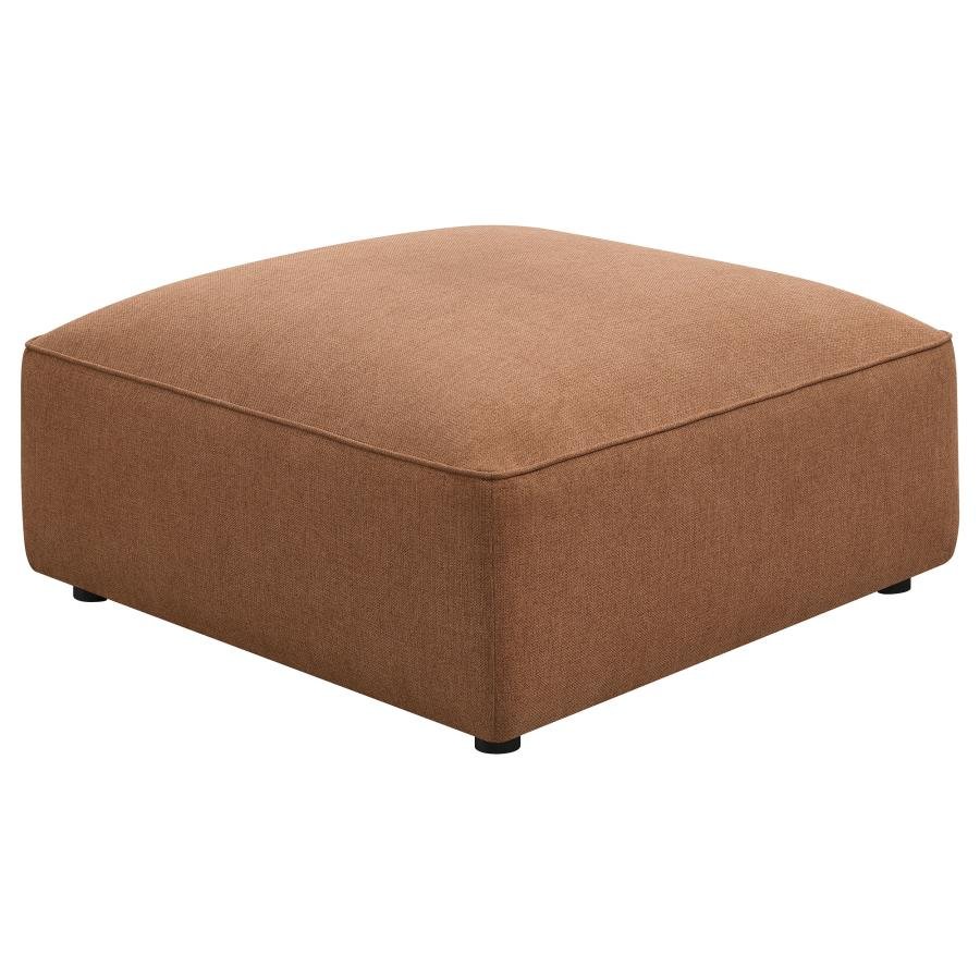 JENNIFER SQUARE UPHOLSTERED OTTOMAN TERRACOTTA