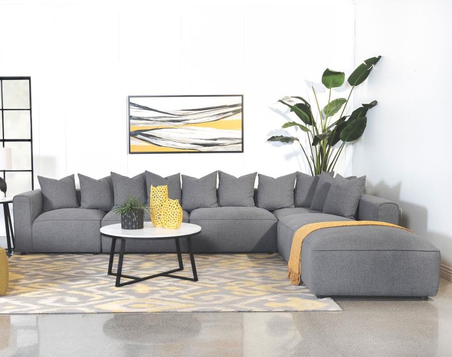 JENNIFER 6-PIECE UPHOLSTERED MODULAR SECTIONAL GREY