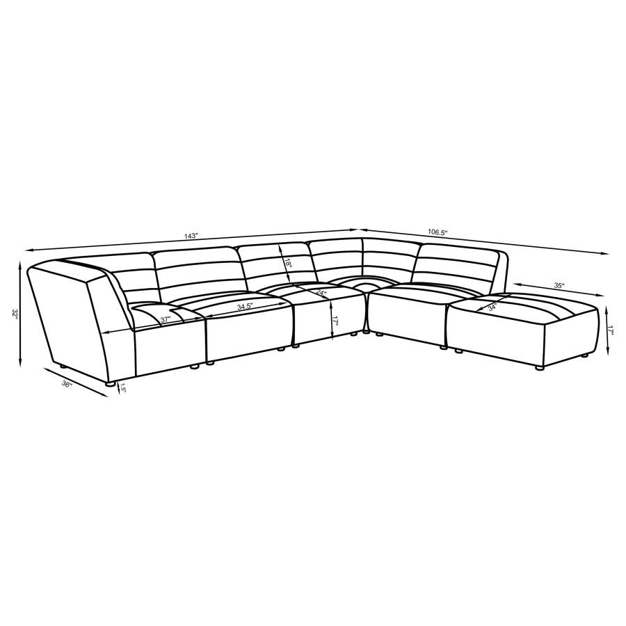 SUNNY 6-PIECE UPHOLSTERED MODULAR SECTIONAL SOFA NATURAL - Image 11