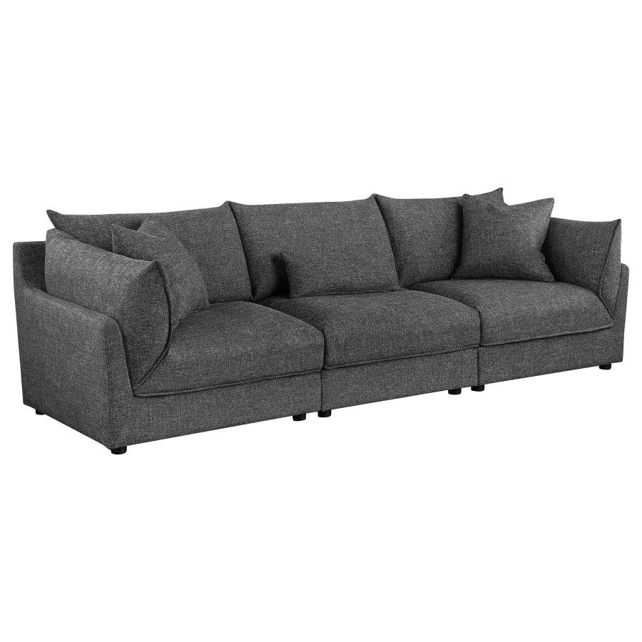 SASHA 3-PIECE UPHOLSTERED SOFA BARELY BLACK