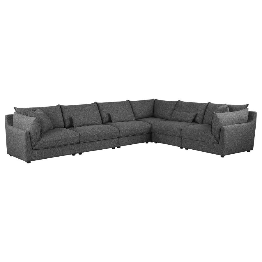 SASHA 6-PIECE UPHOLSTERED MODULAR SECTIONAL BARELY BLACK