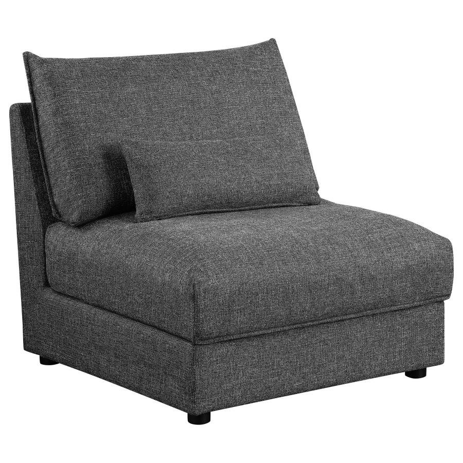 SASHA UPHOLSTERED ARMLESS CHAIR BARELY BLACK