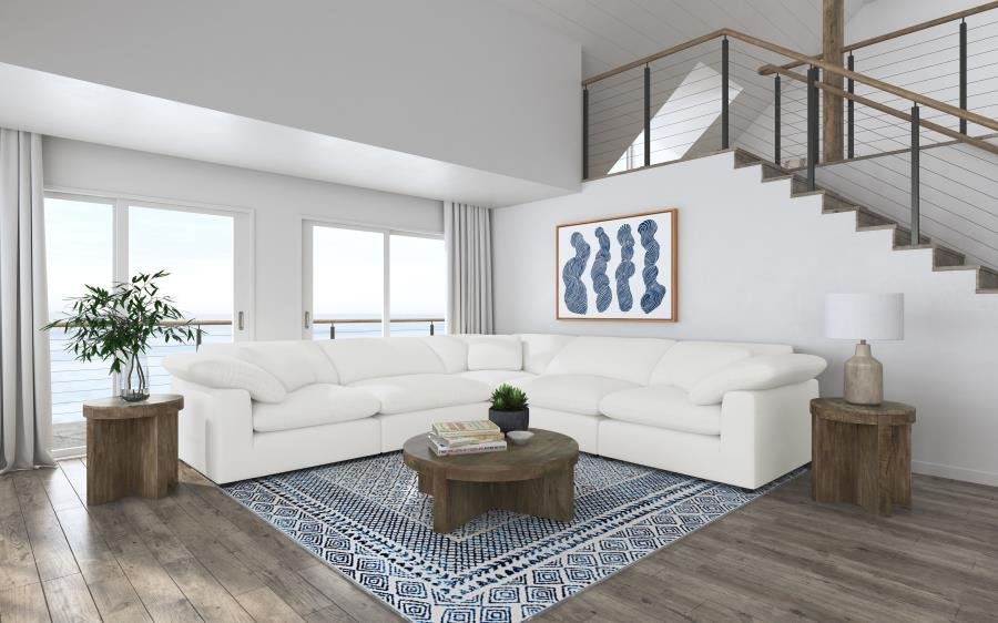 RALEIGH 5-PIECE BOUCLE UPHOLSTERED MODULAR SECTIONAL IVORY