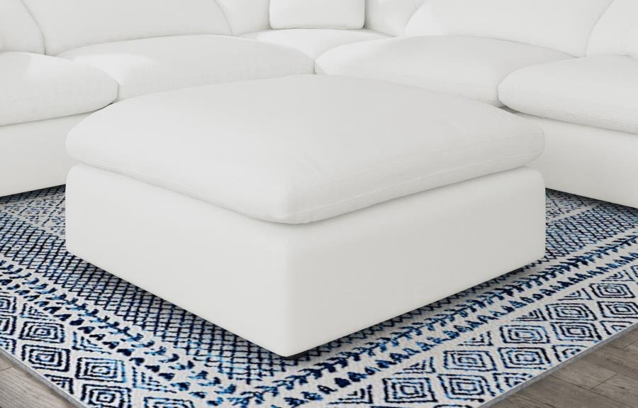 RALEIGH BOUCLE UPHOLSTERED OTTOMAN IVORY - Image 2
