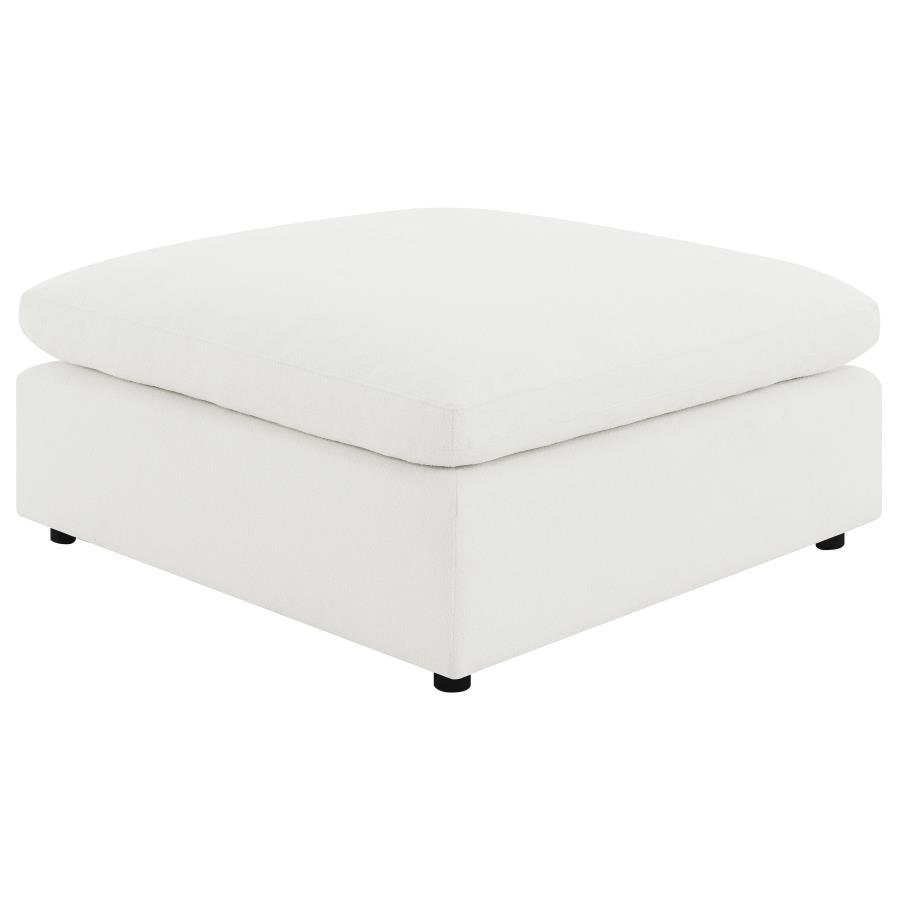 RALEIGH BOUCLE UPHOLSTERED OTTOMAN IVORY