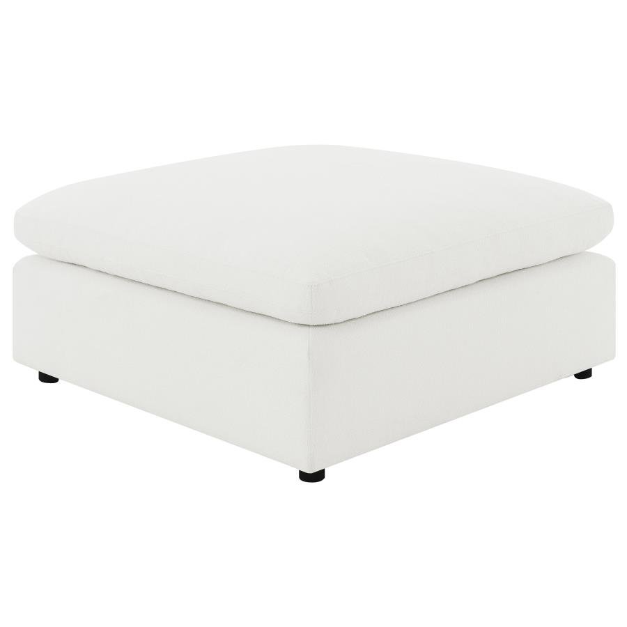 RALEIGH BOUCLE UPHOLSTERED OTTOMAN IVORY - Image 4