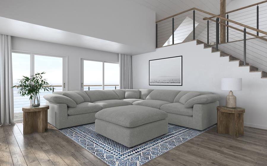 RALEIGH 6-PIECE BOUCLE UPHOLSTERED MODULAR SECTIONAL GREY