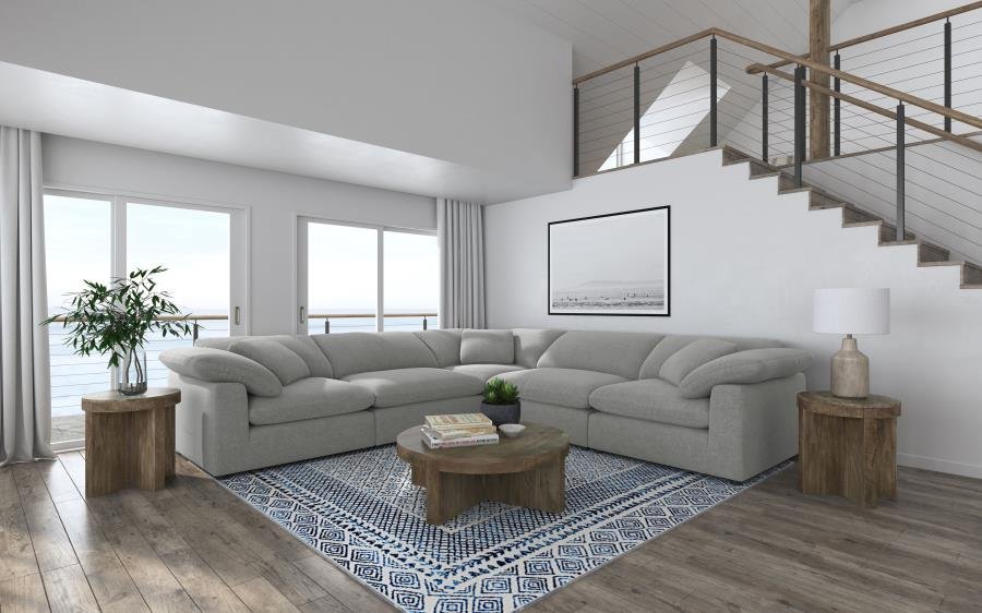 RALEIGH 5-PIECE BOUCLE UPHOLSTERED MODULAR SECTIONAL GREY