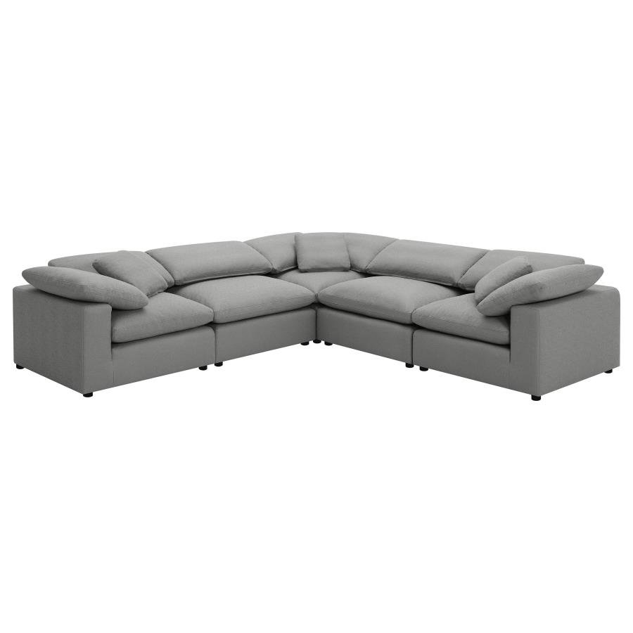 RALEIGH 5-PIECE BOUCLE UPHOLSTERED MODULAR SECTIONAL GREY - Image 2