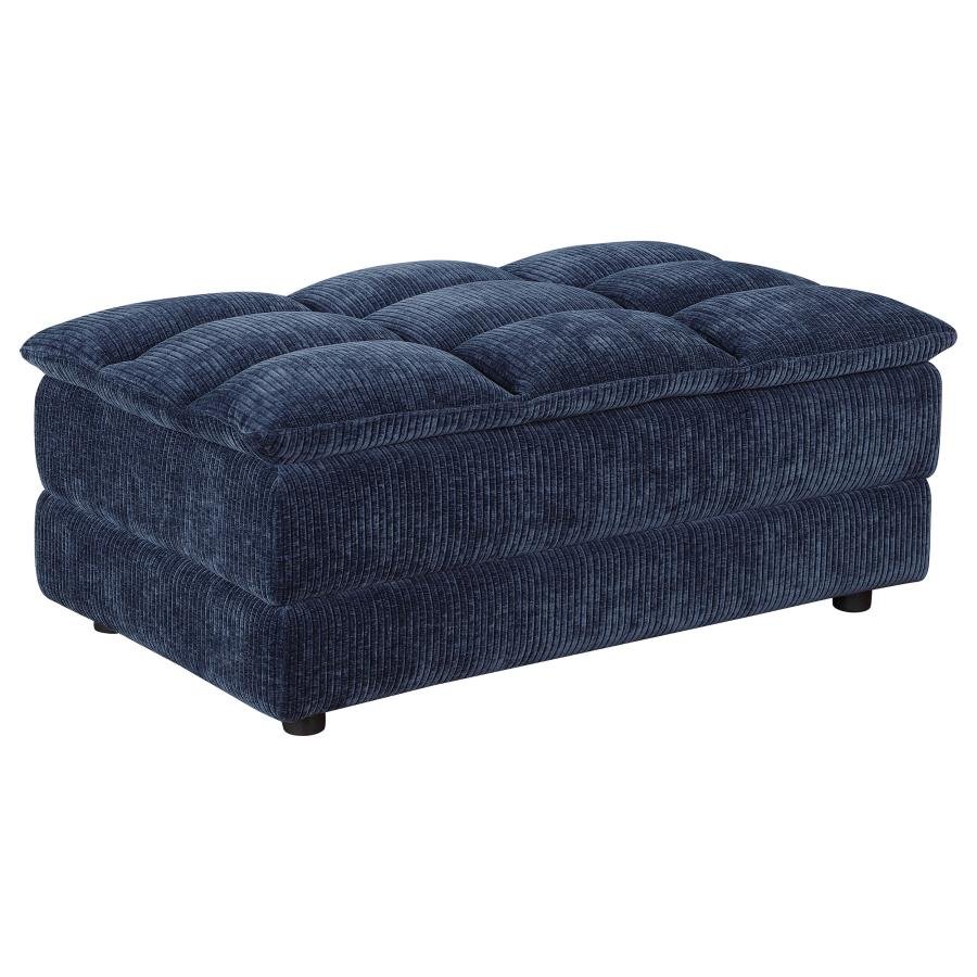 ATLANTIC CORDUROY UPHOLSTERED RECTANGULAR OTTOMAN BLUE