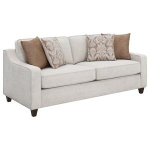 CHRISTINE UPHOLSTERED SLOPED ARM SOFA BEIGE