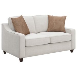 CHRISTINE UPHOLSTERED SLOPED ARM LOVESEAT BEIGE