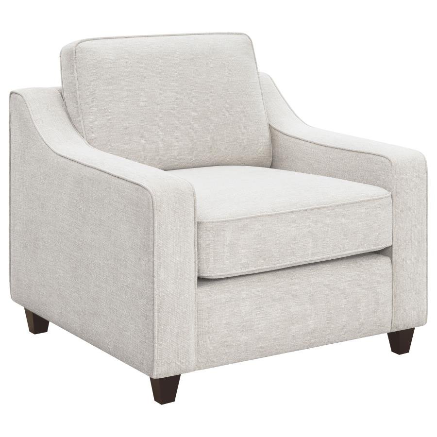 CHRISTINE UPHOLSTERED SLOPED ARM ACCENT CHAIR BEIGE
