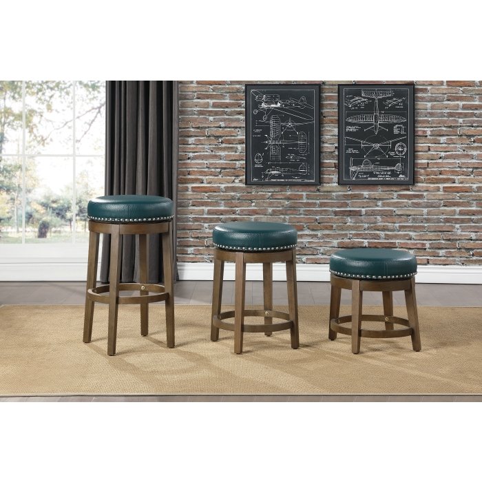 5681GEN-29 Round Swivel Pub Height Stool, Green - Image 2