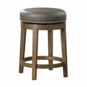 5681GRY-24 Round Swivel Counter Height Stool, Gray