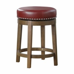 5681RED-24 Round Swivel Counter Height Stool, Red
