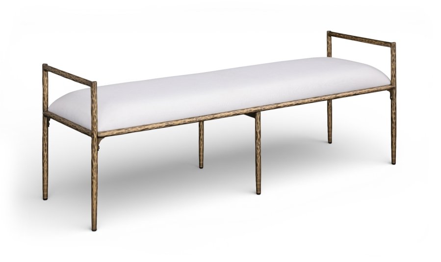 Axis Linen Textured Fabric Upholstered Bench