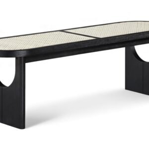 Canovia Solid Wood And Faux Cane Bench