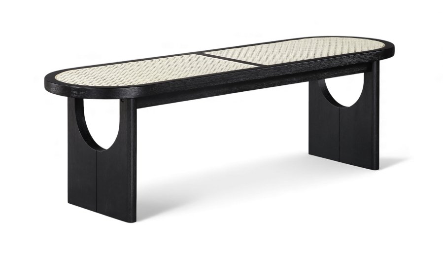Canovia Solid Wood And Faux Cane Bench