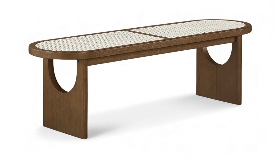 Canovia Solid Wood And Faux Cane Bench