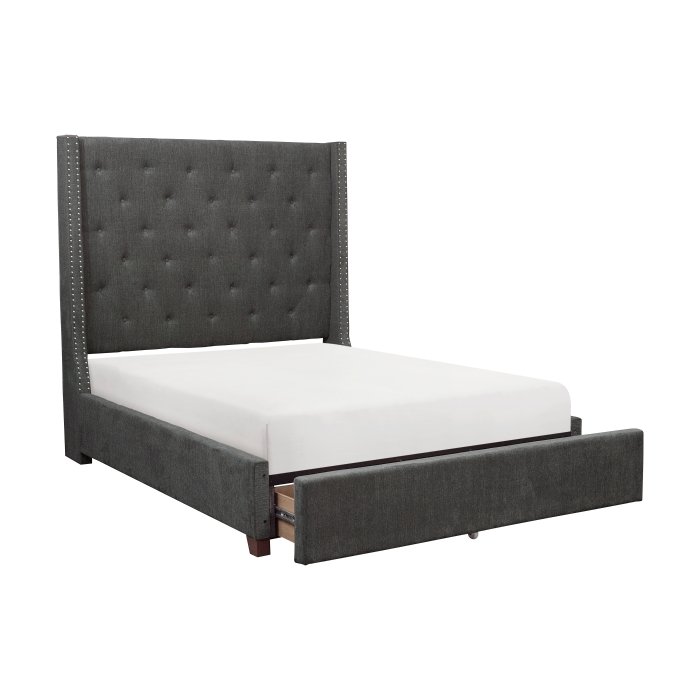 5877KGY-1CKDW* California King Platform Bed with Storage Footboard