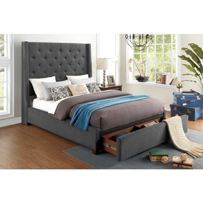5877GY-1DW* Queen Platform Bed with Storage Footboard - Image 5