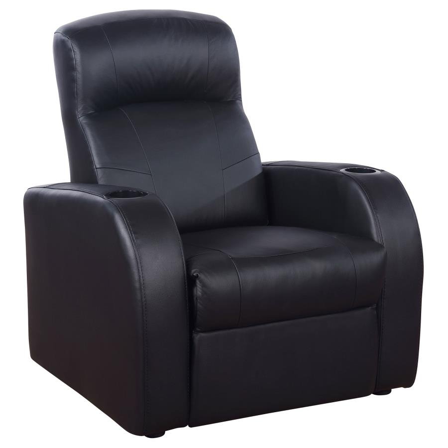 CYRUS UPHOLSTERED TRACK ARM RECLINER BLACK