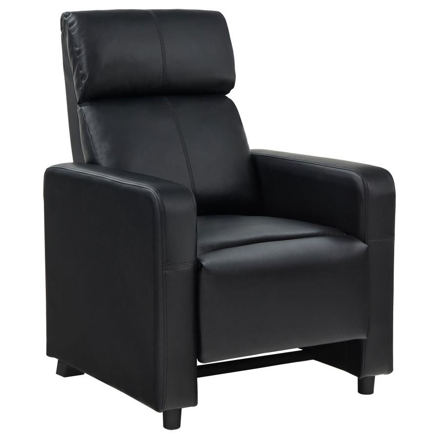 TOOHEY UPHOLSTERED HOME THEATER PUSH BACK RECLINER BLACK