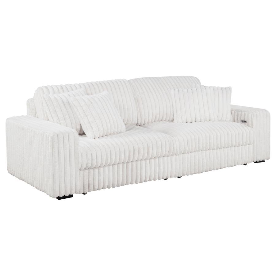 JACANA CORDUROY UPHOLSTERED DUAL POWER CHAISE SOFA IVORY