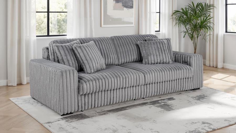 JACANA CORDUROY UPHOLSTERED DUAL POWER CHAISE SOFA GREY - Image 2