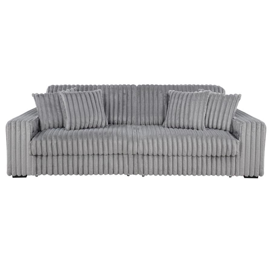 JACANA CORDUROY UPHOLSTERED DUAL POWER CHAISE SOFA GREY - Image 4