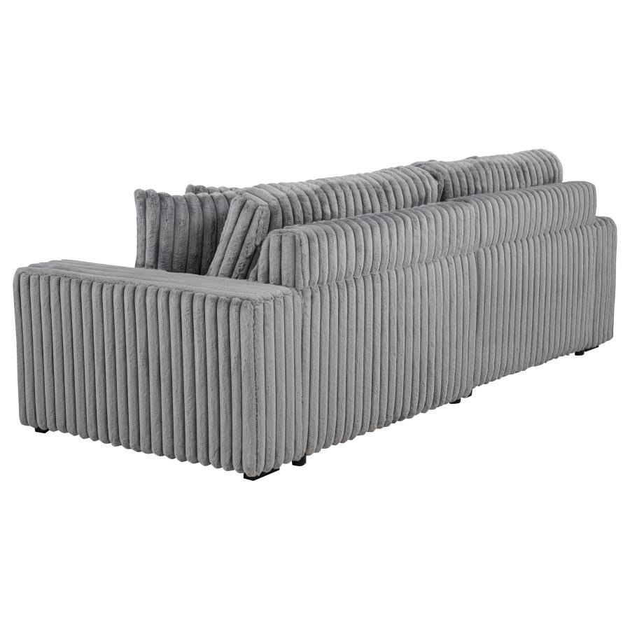 JACANA CORDUROY UPHOLSTERED DUAL POWER CHAISE SOFA GREY - Image 5