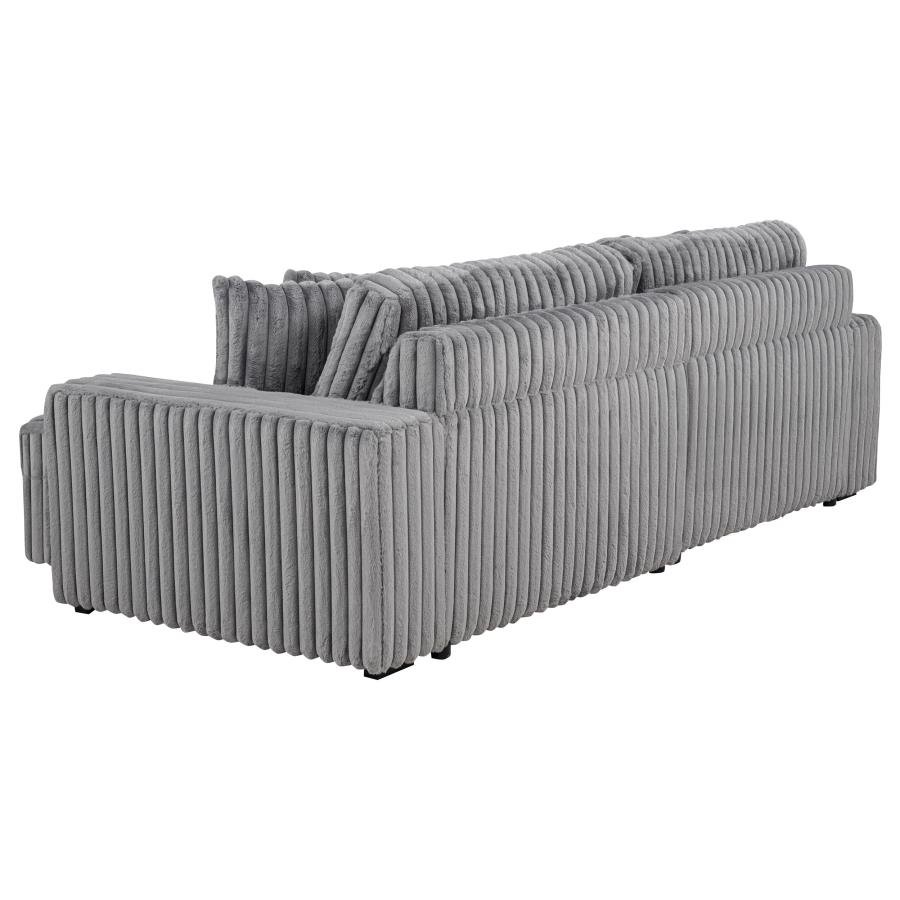 JACANA CORDUROY UPHOLSTERED DUAL POWER CHAISE SOFA GREY - Image 6