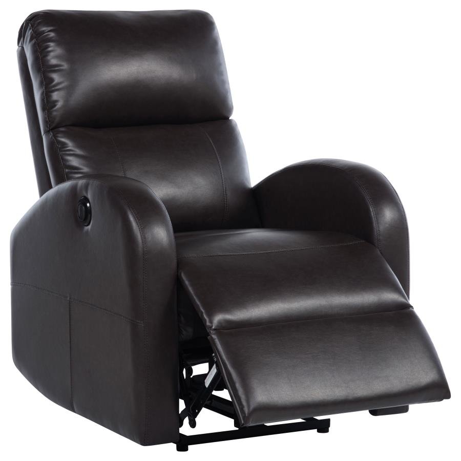 GRANT UPHOLSTERED POWER RECLINER CHAIR BROWN