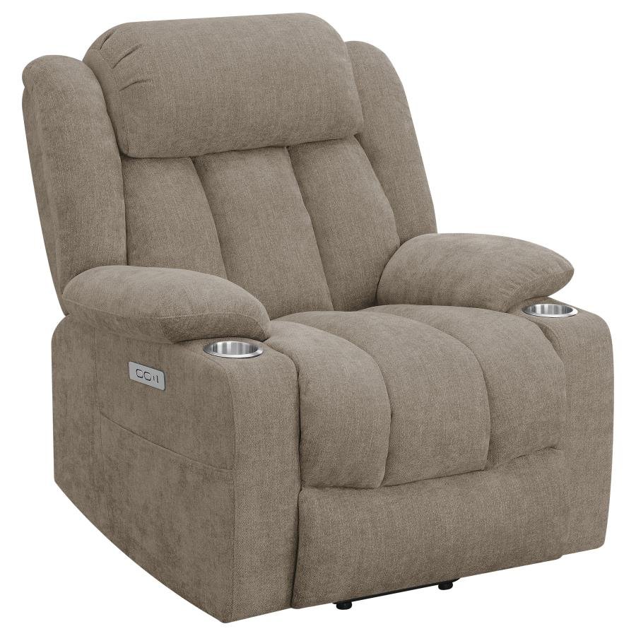 HOUSTON UPHOLSTERED POWER LIFT RECLINER CHAIR CAMEL