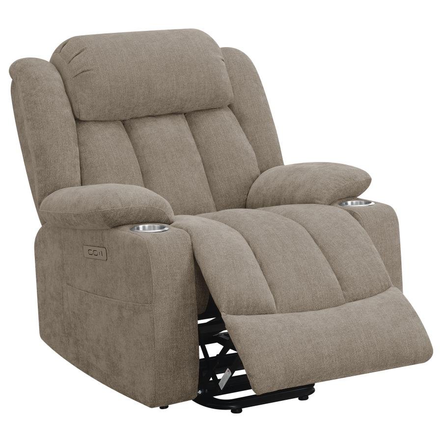 HOUSTON UPHOLSTERED POWER LIFT RECLINER CHAIR CAMEL - Image 5