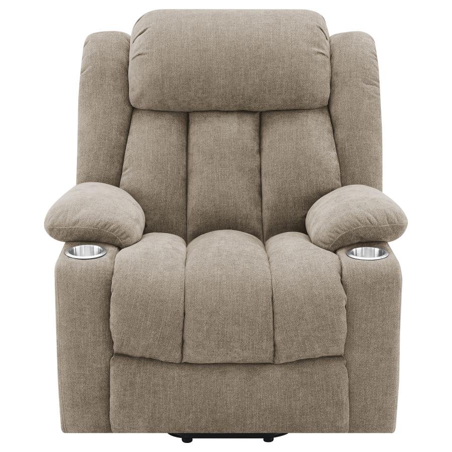 HOUSTON UPHOLSTERED POWER LIFT RECLINER CHAIR CAMEL - Image 7