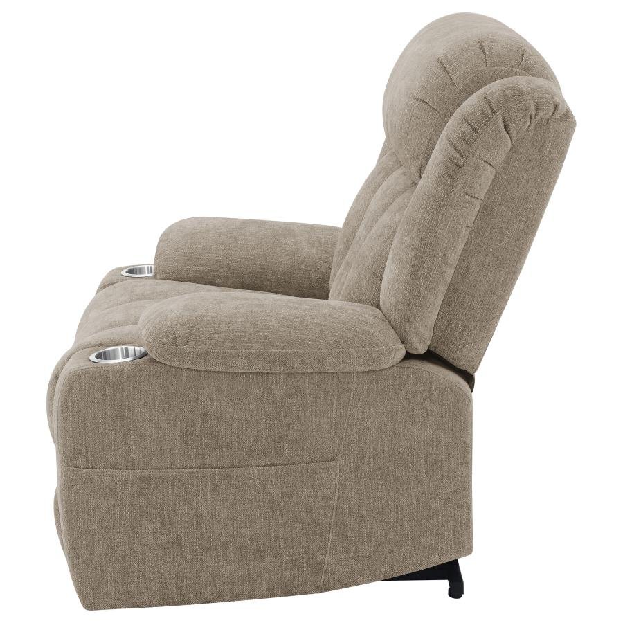 HOUSTON UPHOLSTERED POWER LIFT RECLINER CHAIR CAMEL - Image 9