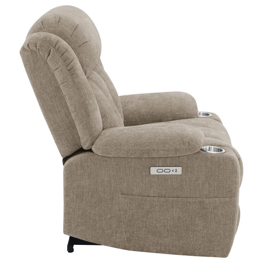 HOUSTON UPHOLSTERED POWER LIFT RECLINER CHAIR CAMEL - Image 12