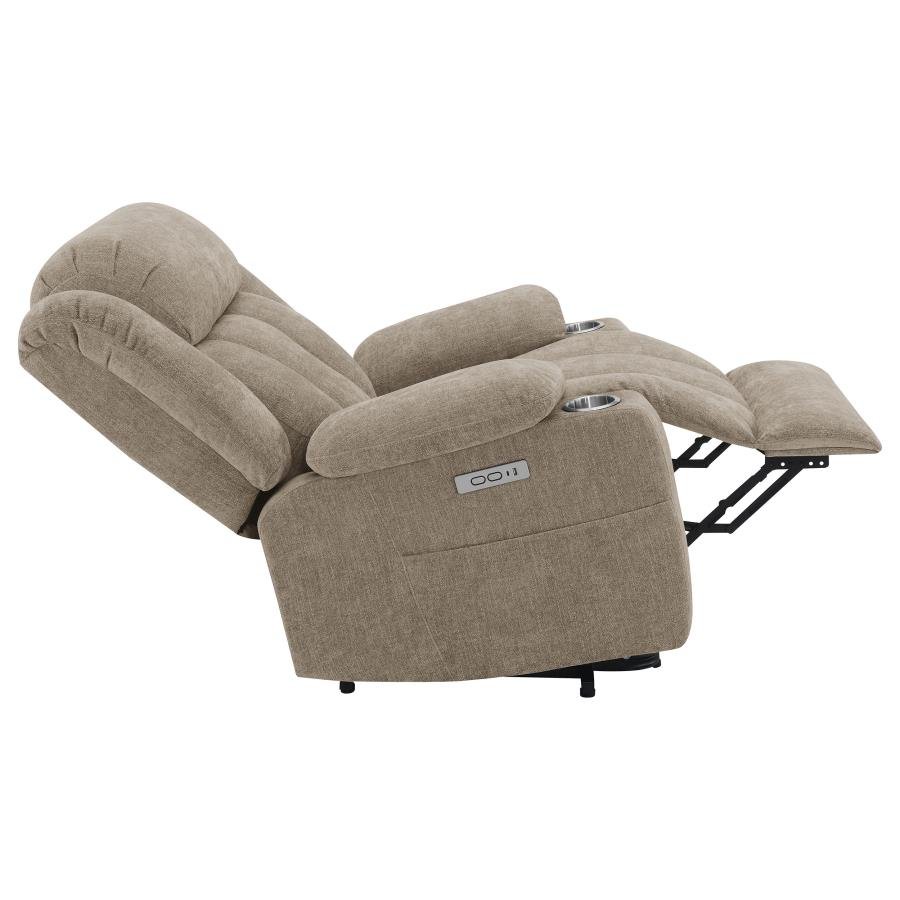 HOUSTON UPHOLSTERED POWER LIFT RECLINER CHAIR CAMEL - Image 13