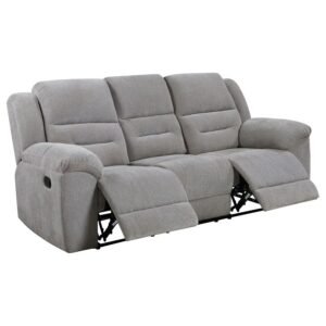 GILSON CHENILLE UPHOLSTERED RECLINING SOFA GREY